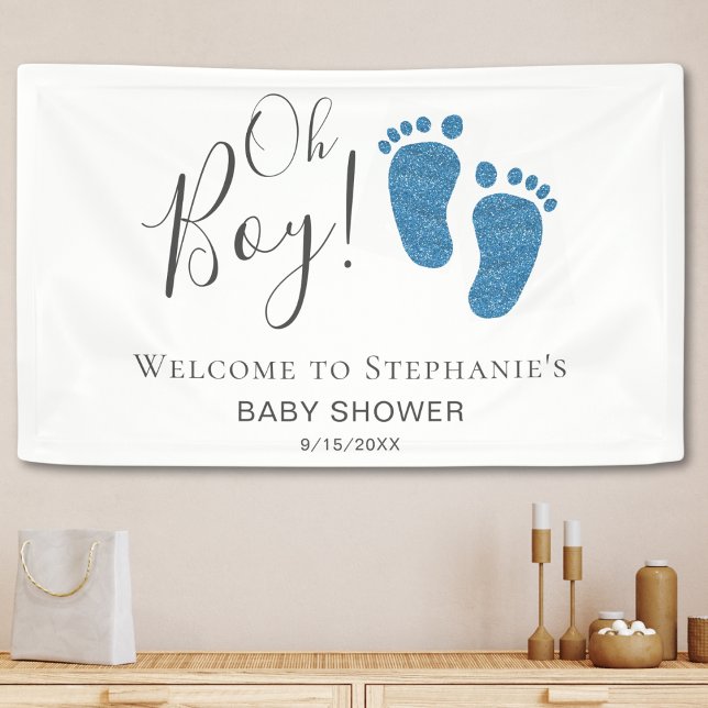 Oh Boy Blue Feet Baby Dusche Willkommen Banner (Von Creator hochgeladen)