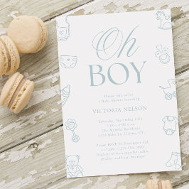 Oh Boy Blue Hand Drawn Baby Shower Einladung