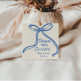 Oh Boy Blue Hand Gezeichnet Bow Baby Shower geschr Geschenkanhänger