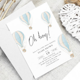 Oh boy Blue Hot Air Ballon Baby Dusche Einladung
