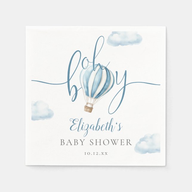 Oh Boy Blue Hot Air Ballon Babydusche Serviette (Vorderseite)