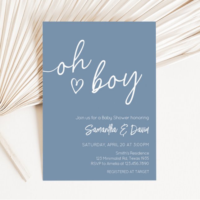 Oh Boy Boho Minimalistisch Baby Dusche Einladung (Boho Minimalist Baby Shower Invitation)