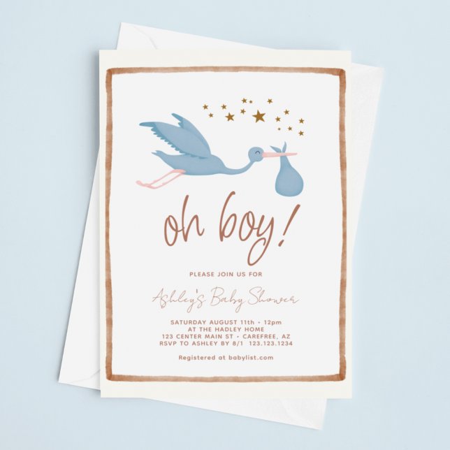 Oh Boy Boho Stork Baby Dusche Einladung (Von Creator hochgeladen)