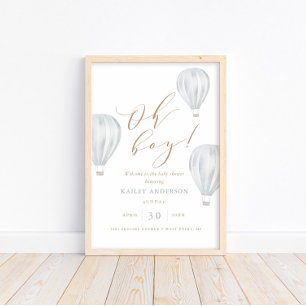 Oh Boy - Boy Baby Dusche Heißluftballon Poster