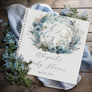 Oh Boy Bunny Blue Floral Baby shower Livre d'Invit