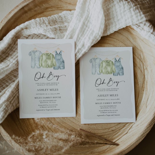 Oh Boy Clothes Baby shower Invitation (Créateur téléchargé)