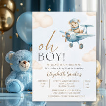 Oh Boy, Cute Bear Baby shower boy