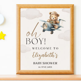 Oh Boy, Cute Bear Baby shower boy Poster