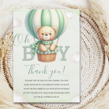 Oh Boy, Cute Green Bear Baby shower boy