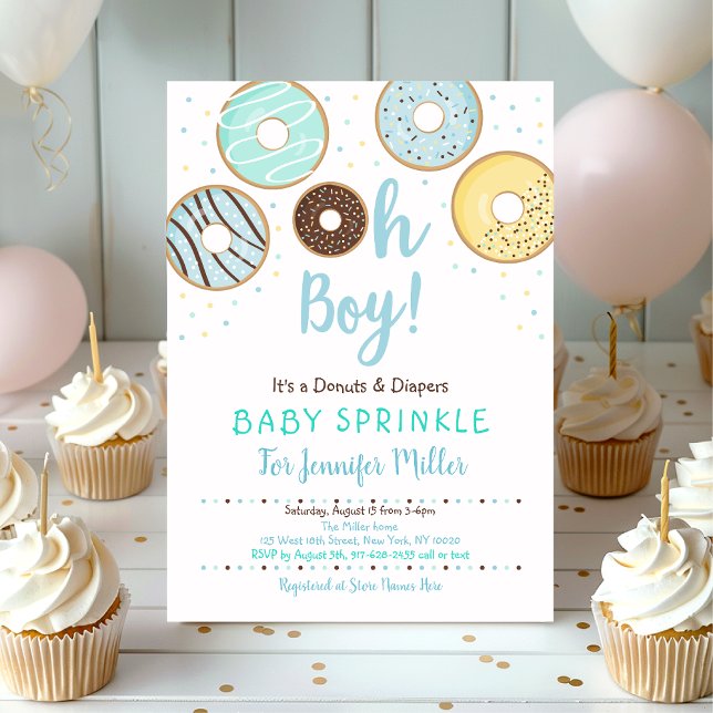 Oh Boy Donuts & Diapers Blue Baby Sprinkle Einladung (Von Creator hochgeladen)