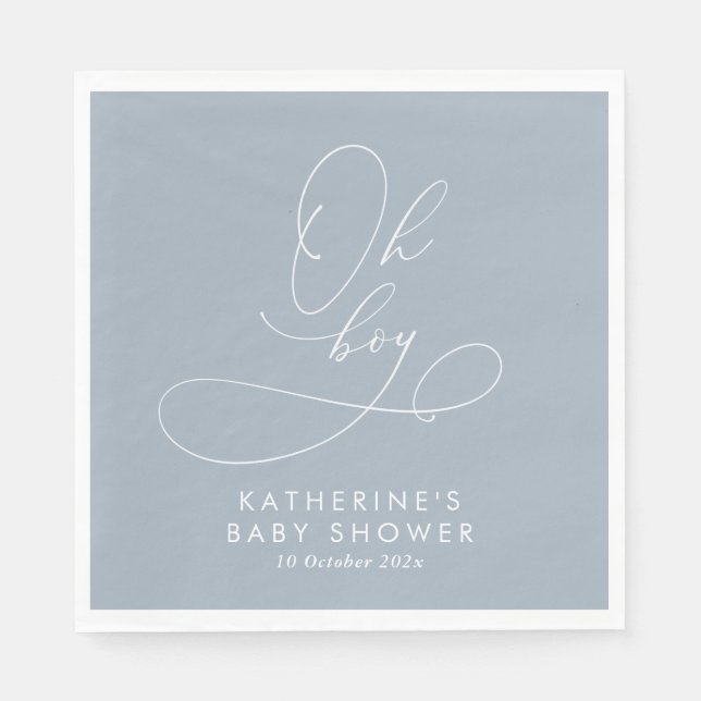 Oh Boy Dusty Blue Baby Dusche Serviette (Vorderseite)