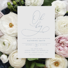 Oh Boy Dusty Blue Modern Baby Shower Einladung