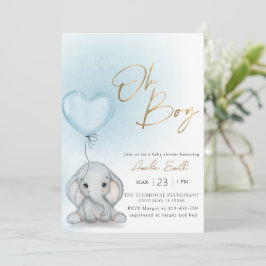 Oh Boy Elephant Blue Balloon boy Baby Shower Einladung