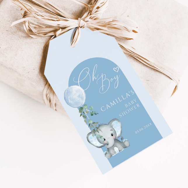 Oh Boy Elephant Boy Balloon Baby Dusche Geschenkanhänger (Von Creator hochgeladen)