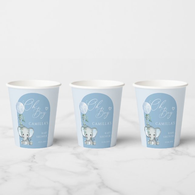 Oh Boy Elephant Boy Balloon Baby Dusche Pappbecher (Multi)