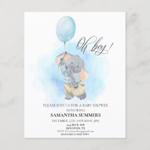 Oh Boy Elephant Watercolor Blue Baby Dusche