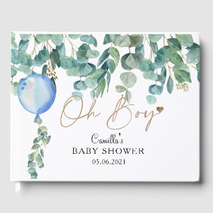 Oh Boy Eucalyptus Blue Balloon Baby Dusche Gästebuch