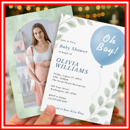 Oh Boy Eucalyptus PHOTO Greenery Baby Shower Einladung