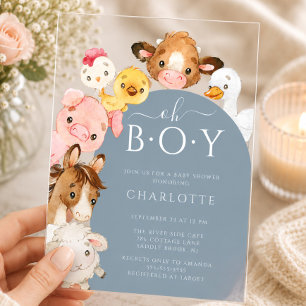 Oh Boy Farm Tiere Babyparty-Einladung Acryleinladungen