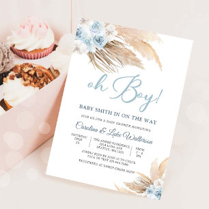Oh Boy Florale Babyparty-Einladung Einladung