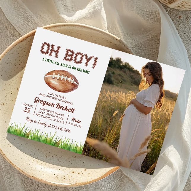 Oh Boy Football Baby Dusche Foto Einladung (Von Creator hochgeladen)