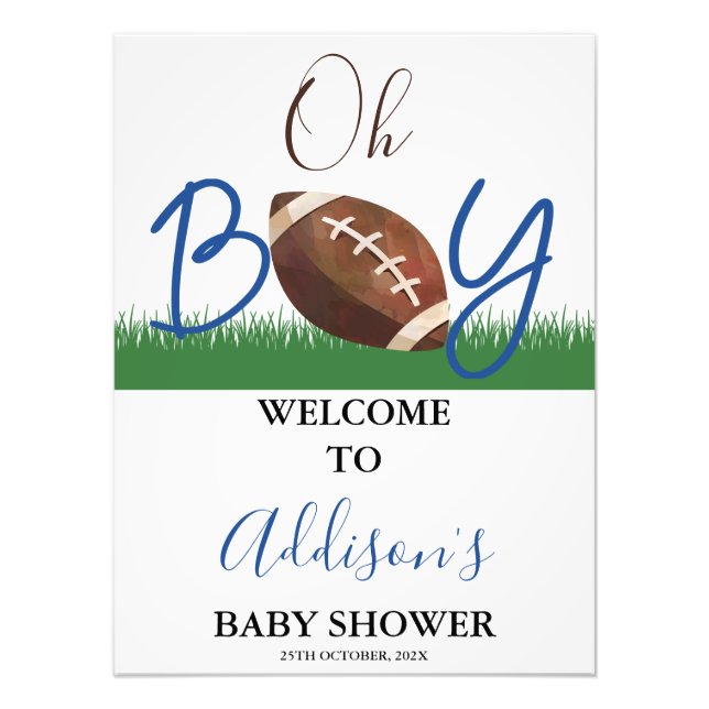 Oh Boy Football Baby Dusche Willkommenspender Fotodruck (Vorne)