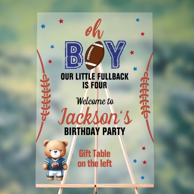 Oh Boy Football Thema Geburtstag Acrylschild (Neutral)