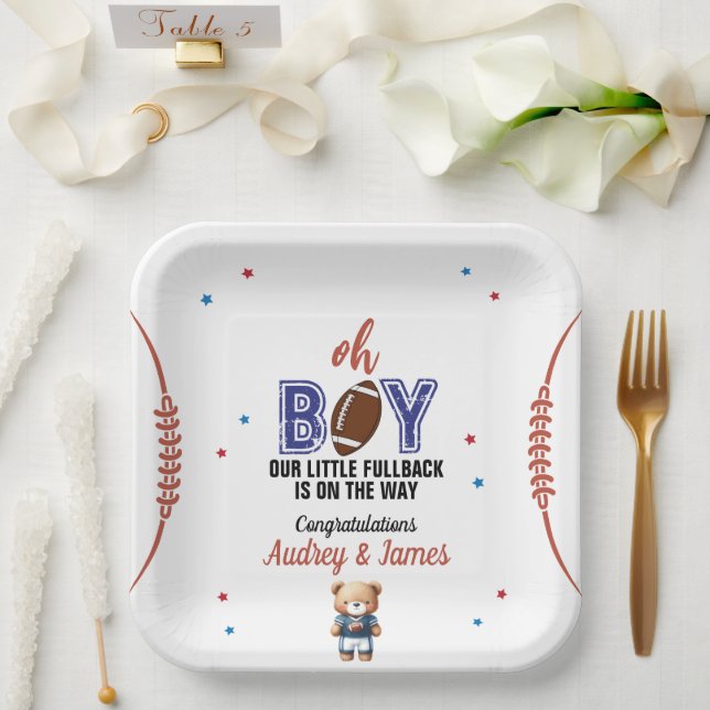 Oh Boy Football Thema Kinderdusche Pappteller (Hochzeit)