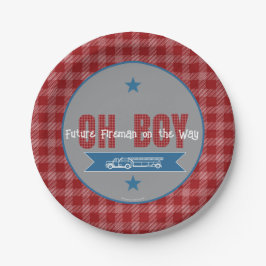 Oh Boy Future Fireman Baby Shower Papierplatte Pappteller