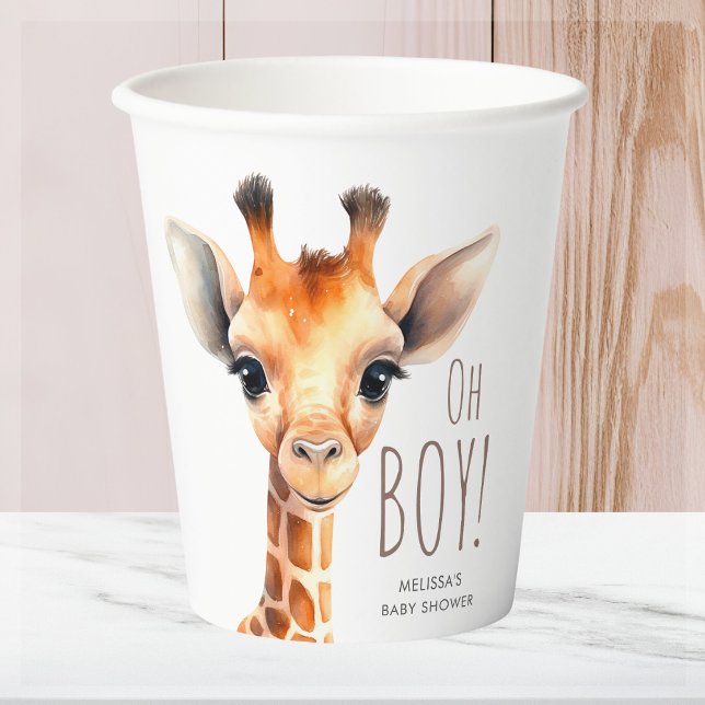 Oh Boy Giraffe Babydusche Pappbecher (Von Creator hochgeladen)