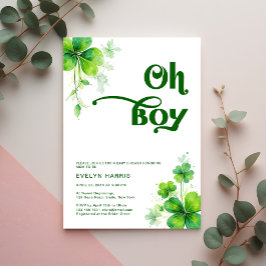 Oh Boy Greenery St. Patrick's Day Baby Shower Einladung
