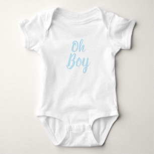 Oh Boy hellblaue Schrift Baby Shower Geschlecht en Strampler