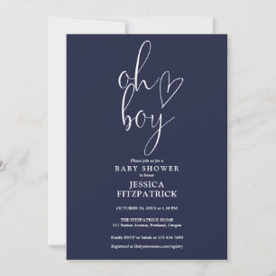 Oh Boy Herz Navy Blau Boy All In One Baby Shower Einladung