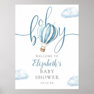 Oh Boy Hot Air Balloon Baby shower Affiche de bien