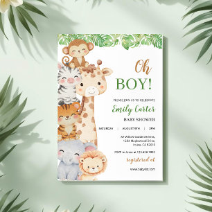 Oh Boy! Invitation de Baby Shower Safari