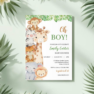 Oh Boy! Invitation de Baby Shower Safari