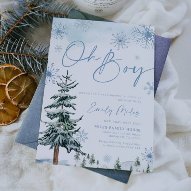 Oh Boy invitation, Winter baby shower Invitation (Créateur téléchargé)