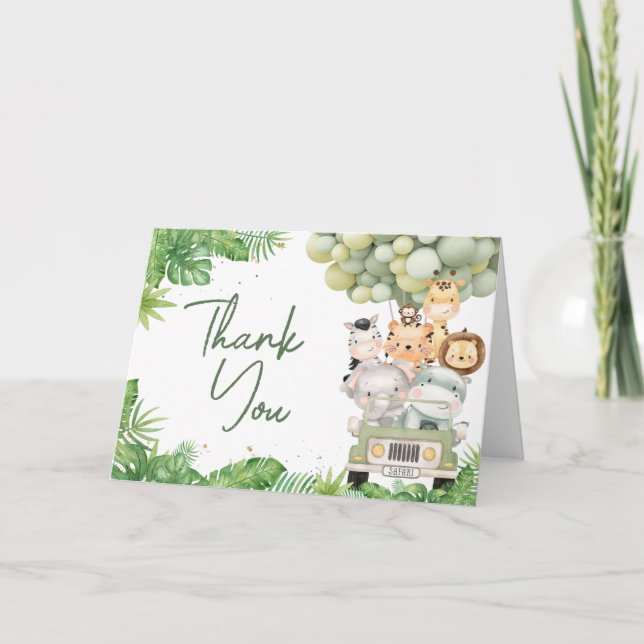 Oh Boy Jungle Safari Baby Dusche Dankeskarte (Vorderseite)