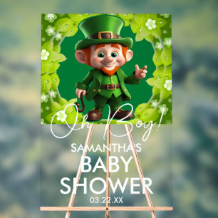 Oh Boy Leprechaun Babydusche Willkommen Acrylschild