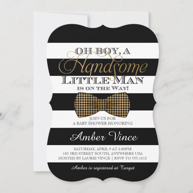 Oh Boy Little Man Baby Shower Einladung (Vorderseite)