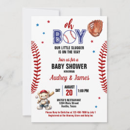 Oh Boy Little Slugger Baseball Theme Baby Dusche Einladung