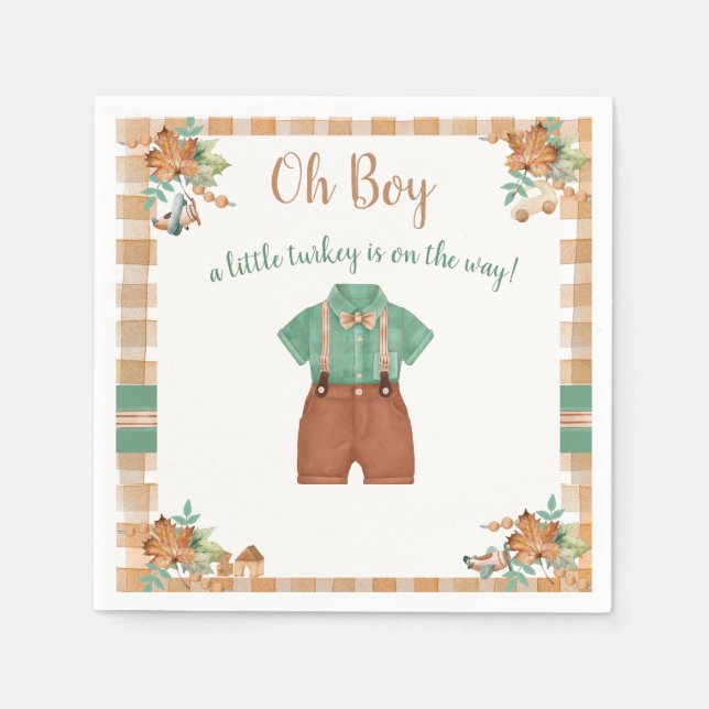 Oh Boy Little Turkey Baby Dusche Serviette (Vorderseite)