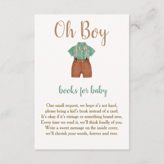 Oh Boy Little Turkey Books Baby Dusche Begleitkarte (Vorderseite)