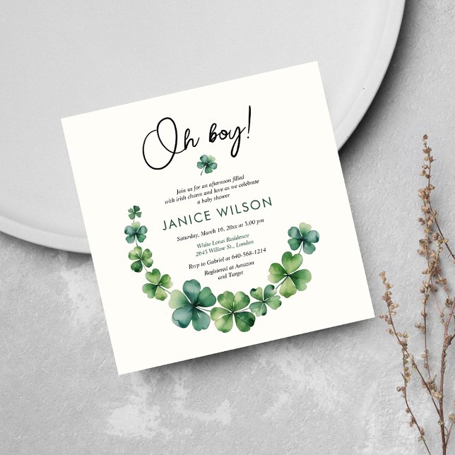 Oh Boy Lucky Charm Baby Shower Einladung (Von Creator hochgeladen)