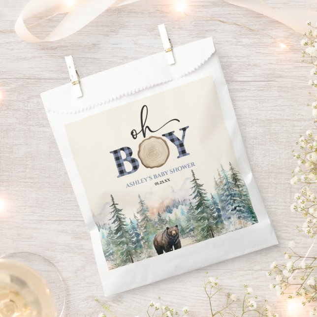 Oh Boy Lumberjack Wald Bear Baby Dusche Geschenktütchen (Ausgeschnitten)