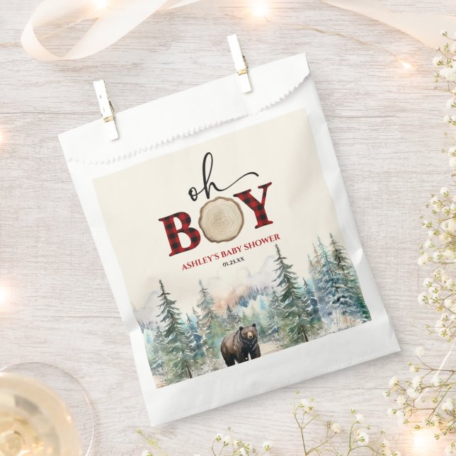 Oh Boy Lumberjack Wald Bear Baby Dusche Geschenktütchen (Ausgeschnitten)