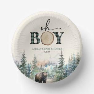 Oh Boy Lumberjack Wald Bear Baby Dusche Pappteller