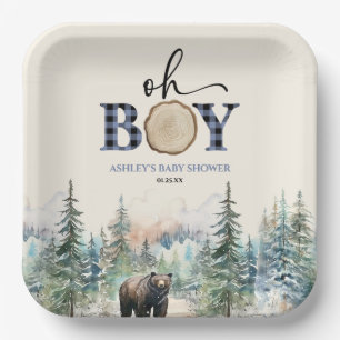 Oh Boy Lumberjack Wald Bear Baby Dusche Pappteller