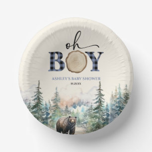 Oh Boy Lumberjack Wald Bear Baby Dusche Pappteller