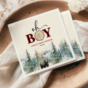 Oh Boy Lumberjack Wald Bear Baby Dusche Serviette